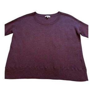 Community With Cashmere Sweater Ribbed Long Sleeves Burgundy Pullover - Size XS